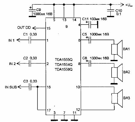 Усилитель на микросхеме TDA 1554q 1555q 1558q Усилитель на микросхеме TDA 1554q 1555q 1558q