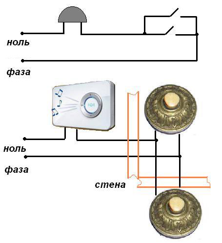 Схема подключения дверного звонка