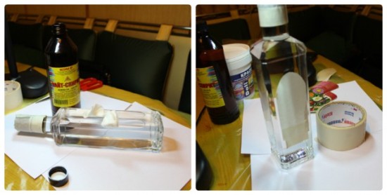 Украшение (декупаж) подарочной бутылки для праздничного стола своими руками Украшение (декупаж) подарочной бутылки для праздничного стола своими руками